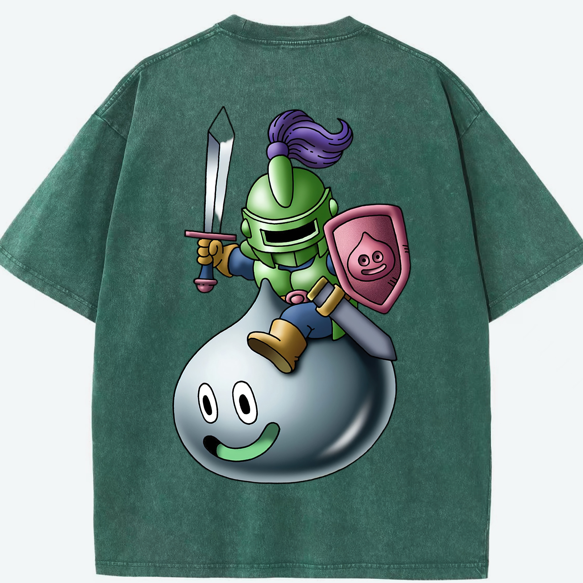 （画像用） ドラゴンクエスト Doragon Kuesuto Dragon Quest 綿100% ヴィンテージ風 半袖Tシャツ（背面プリント）